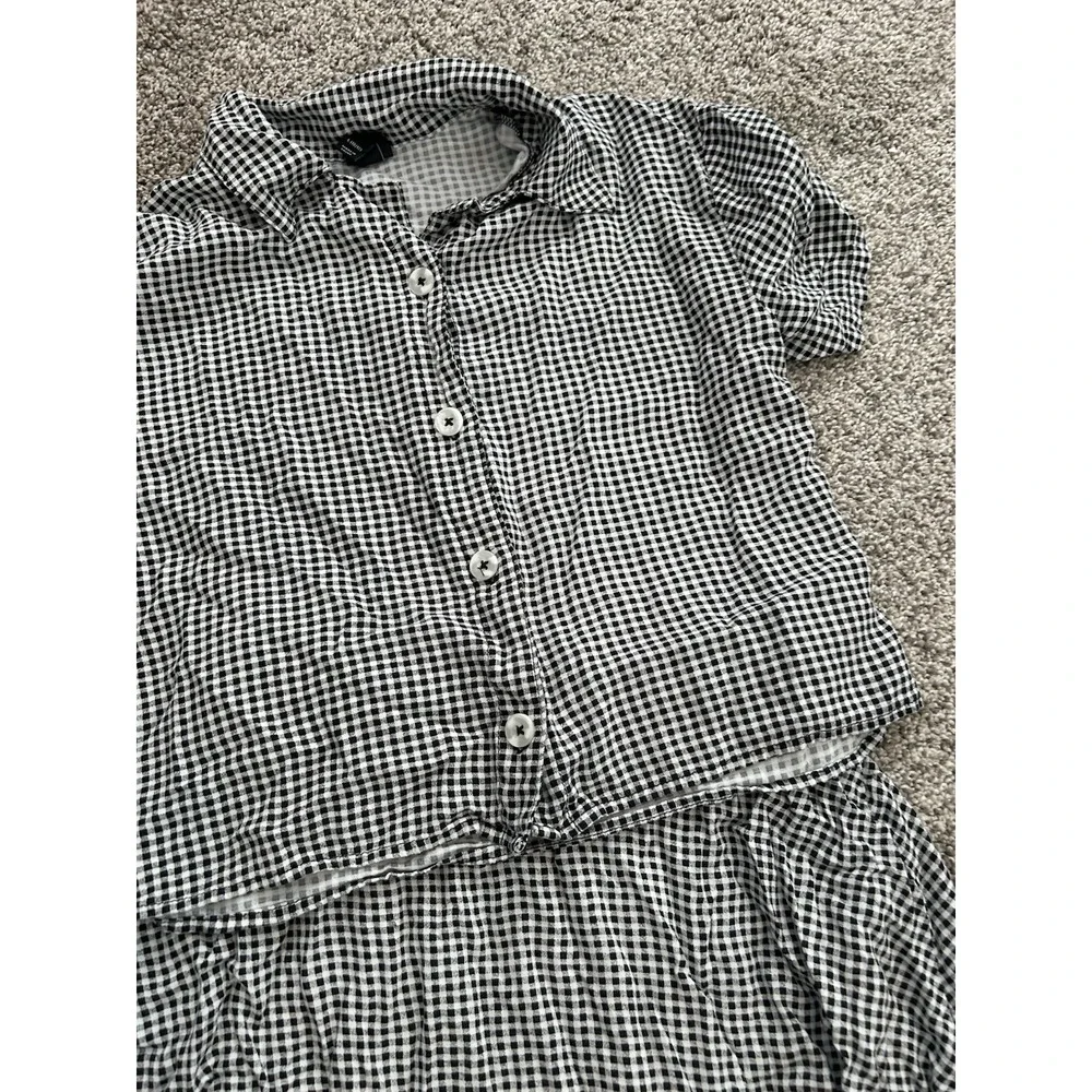 Girls Art Class 2 piece Skirt Outfit Checkered Black & White, size Large 10/12